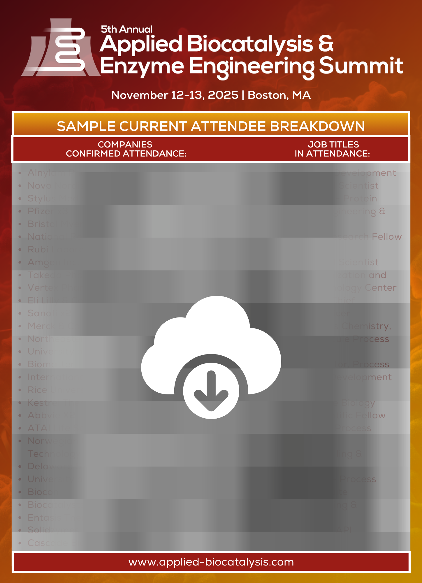 Downloadable - Blind attendee list - 5th Applied Biocatalysis & Enzyme Engineering Summit